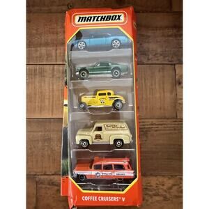 Matchbox Coffee Cruisers V 5 Car Gift Pack Diecast Set New Damaged Box Vehicles